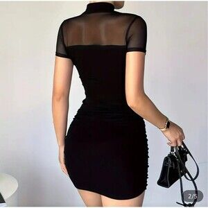 Medium little black dress‎ with mesh top